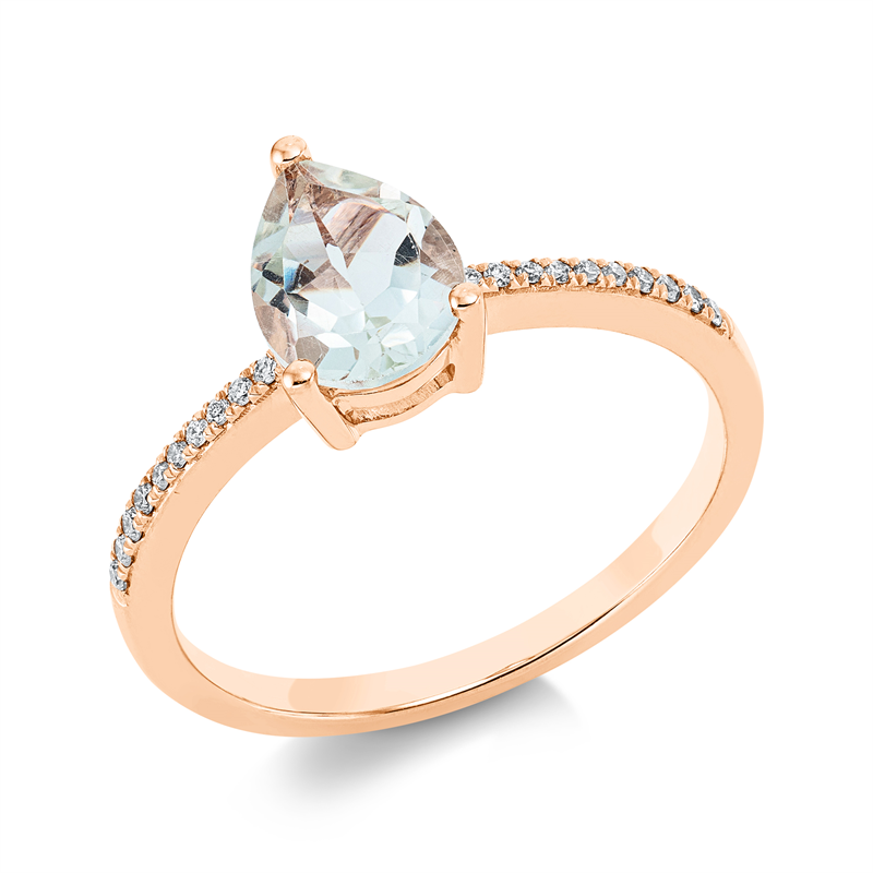 Image 90001560 - Ring 18 kt RG, 6 Brillanten 0,03 ct, TW-si, 14 Brillanten 0,04 ct, TW-si, 1 Amethyst 1,03 ...