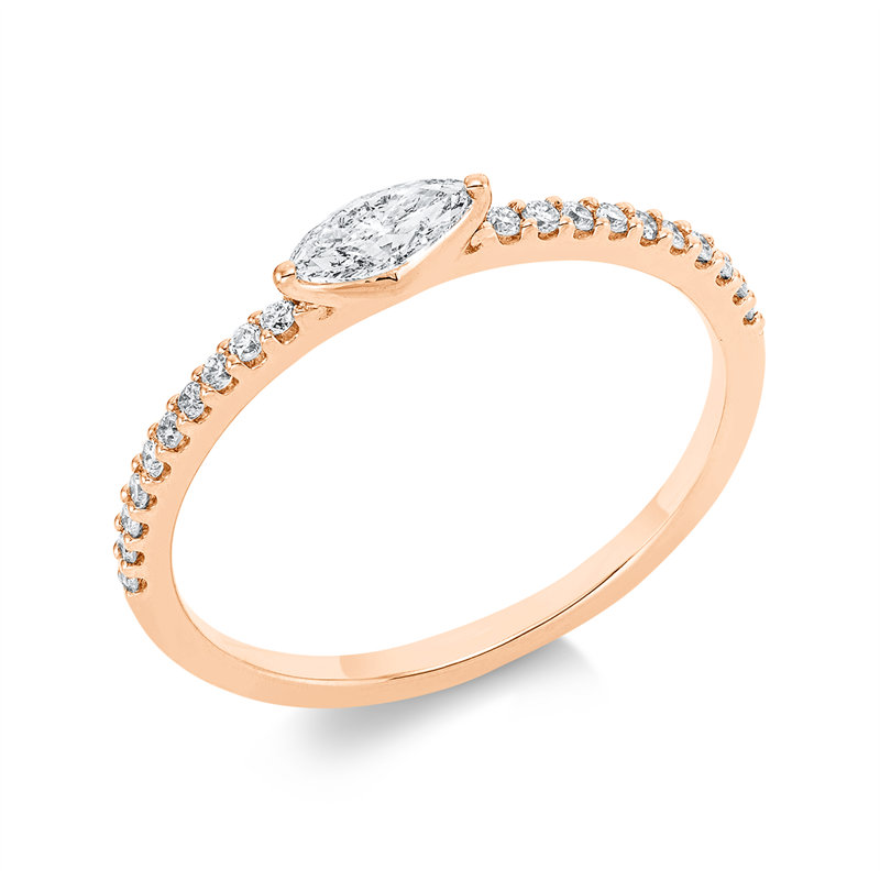 Image 90001576 - Ring 18 kt RG, Fassung rhodiniert, 1 Navette 0,21 ct, TW-si, 20 Brillanten 0,13 ct, ...