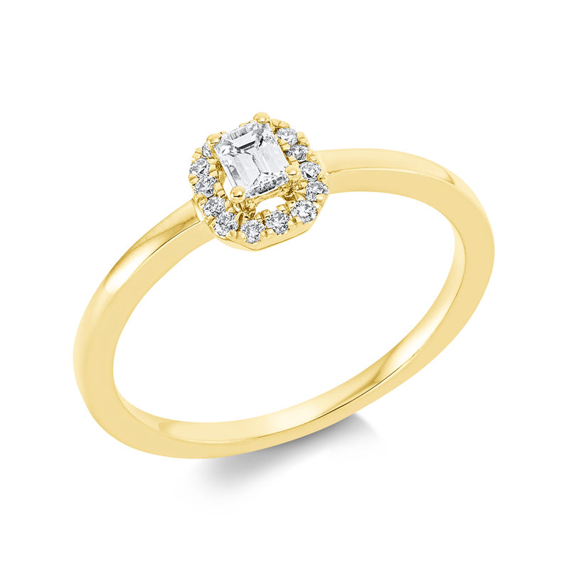 Image 90001580 - Ring 18 kt GG, 1 Sm.schliff 0,16 ct, W-si, 14 Brillanten 0,09 ct, W-si, ...