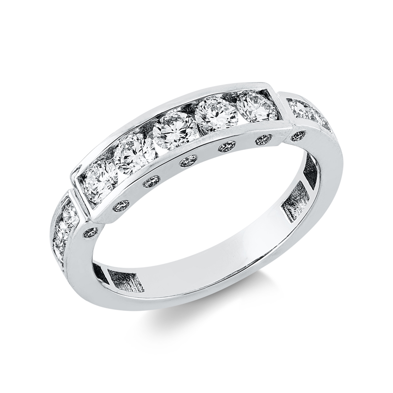 Image 90001583 - Ring 18 kt WG, 5 Brillanten 0,48 ct, TW-si, 20 Brillanten 0,28 ct, TW-si, B:4,5 mm, S:3,3 ...