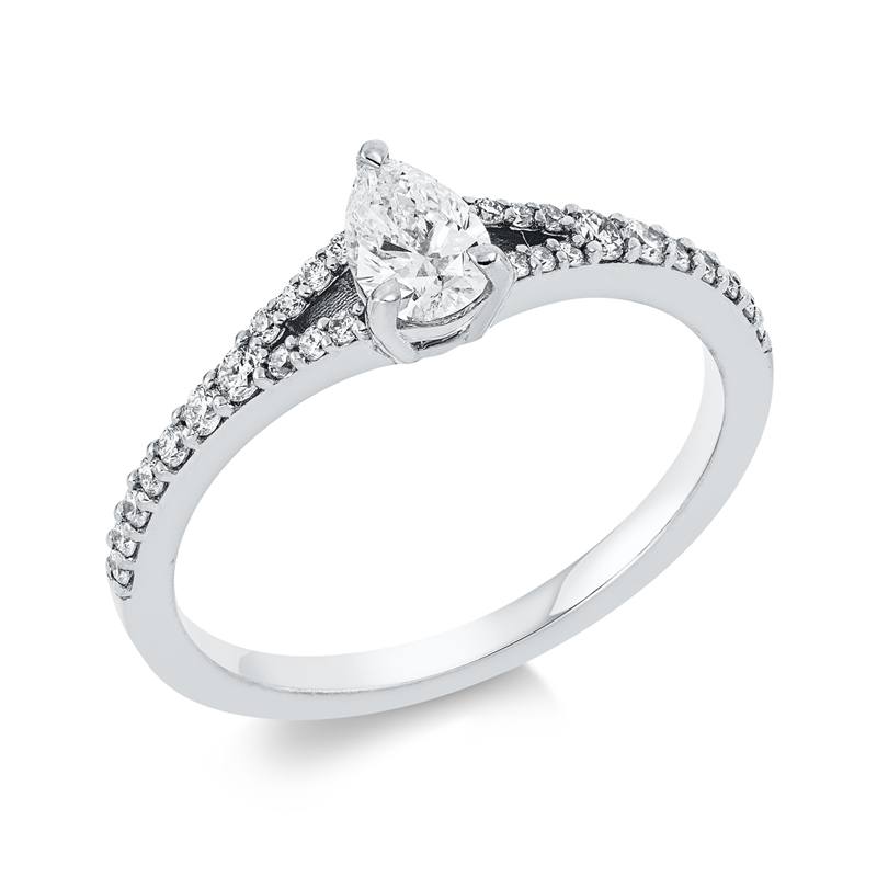 Image 90001588 - Ring 3er-Krappe 18 kt WG Tropfen, 1 Tropfen 0,31 ct, TW-si, 28 Brillanten 0,21 ct, TW-si, ...