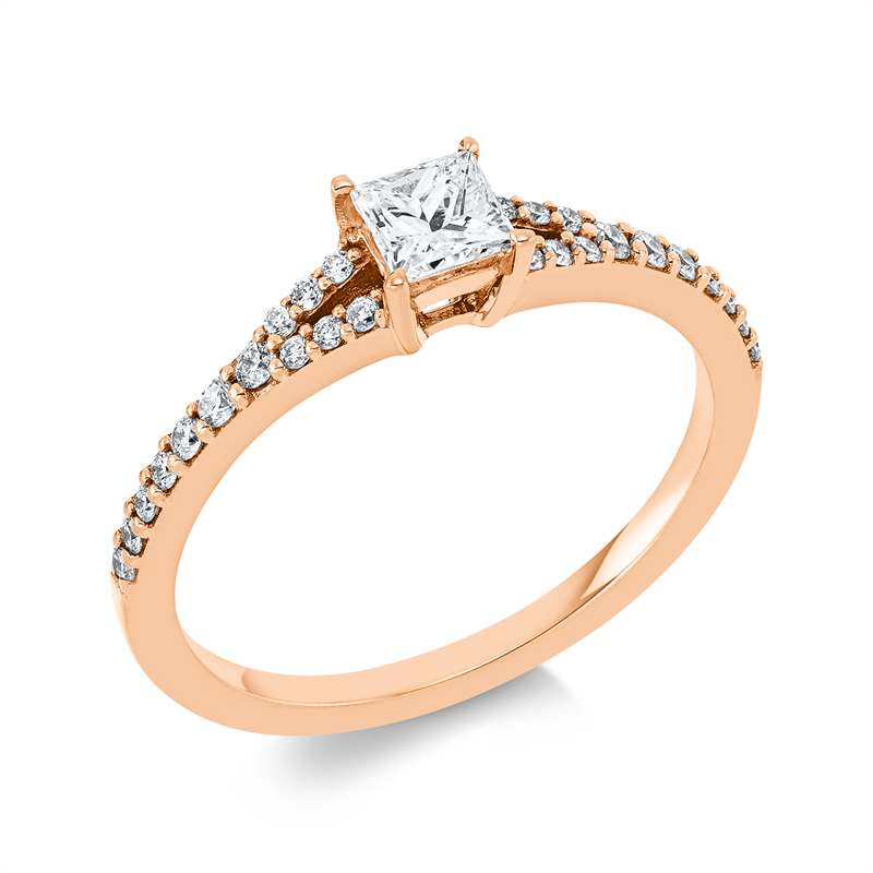 Image 90001589 - Ring 4er-Krappe 18 kt RG, 1 Princ. 0,31 ct, TW-si, 26 Brillanten 0,18 ct, TW-si, H:4,6 ...