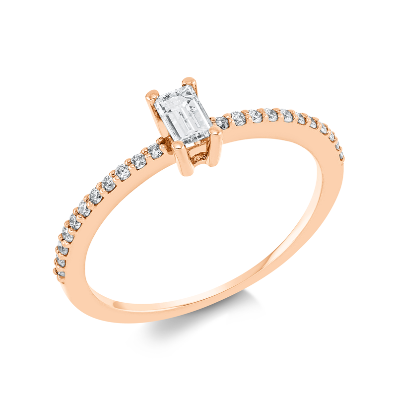 Image 90001591 - Ring 4er-Krappe 18 kt RG, 1 Bag. 0,20 ct, TW-si, 22 Brillanten 0,12 ct, TW-si, H:3,4 mm, ...