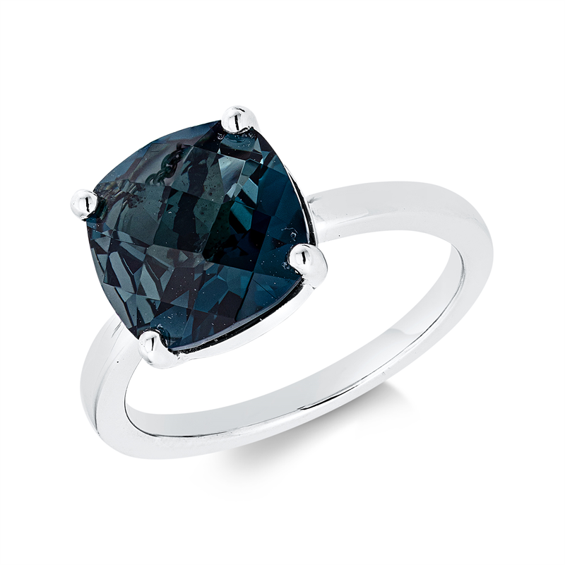 Image 90001594 - Ring 4er-Krappe 18 kt WG, 1 Topas 4,10 ct Lond. blue, H:10,0 mm, B:10,0 mm, ...