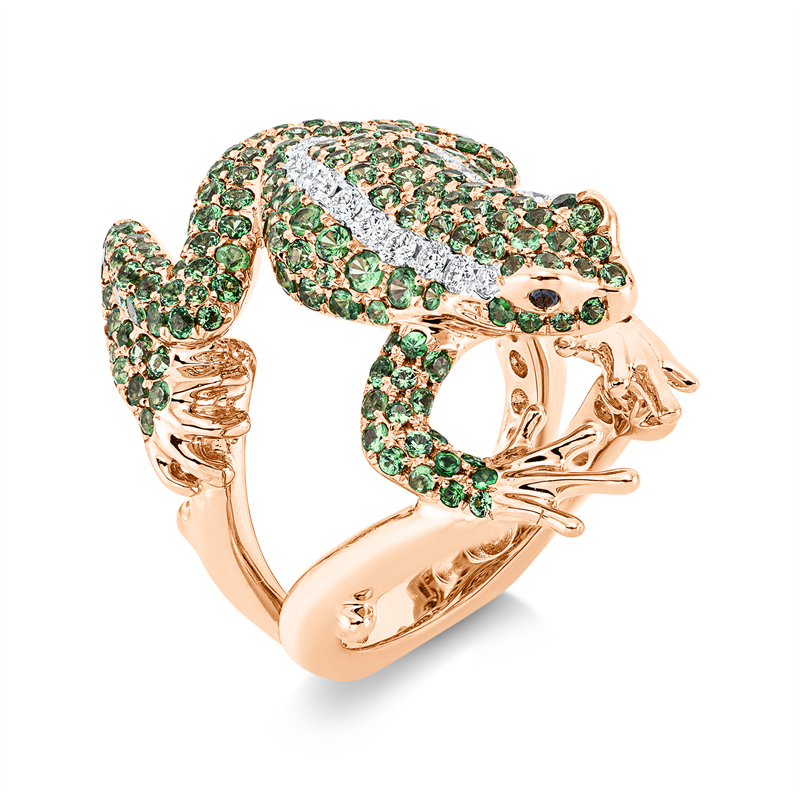 Image 90001595 - Ring 18 kt RG WG Frosch, 19 Brillanten 0,31 ct, TW-vsi, 2 Brillanten 0,02 ct, schwarz, ...