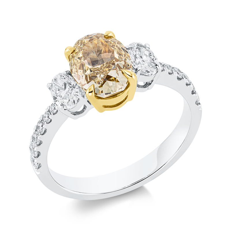 Image 90001596 - Ring 4er-Krappe 18 kt WG GG, GIA6415217592, 2 Oval 0,47 ct, TW-si, 1 Oval 2,09 ct, ...