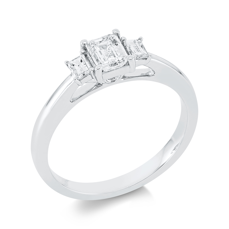 Image 90001603 - Ring 18 kt WG, GIA 1529316652, 2 Sm.schliff 0,18 ct, TW-si, 1 Sm.schliff 0,50 ct, TW-si1, ...