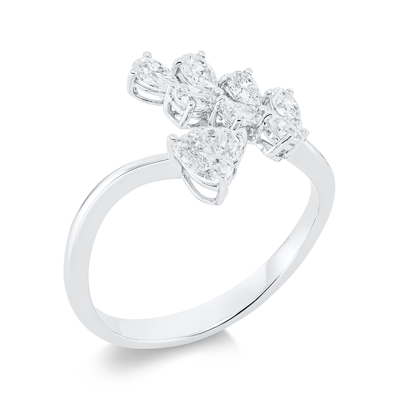 Image 90001604 - Ring 18 kt WG, 1 Herzschl. 0,38 ct, TW-si, 7 Tropfen 0,58 ct, TW-si, ...
