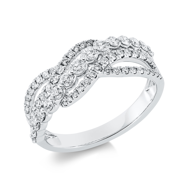 Image 90001612 - Ring 18 kt WG, 26 Brillanten 0,33 ct, TW-si, 5 Brillanten 0,16 ct, TW-si, 32 Brillanten ...