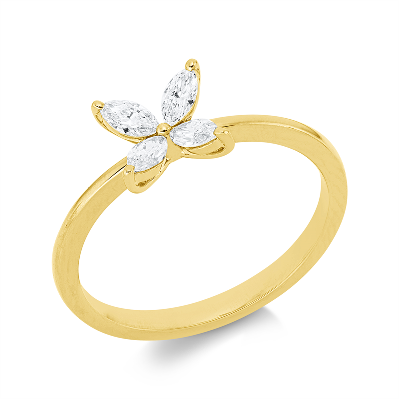 Image 90001618 - Ring 18 kt GG, 4 Navette 0,31 ct, TW-si, H:7,3 mm, B:6,6 mm, ...