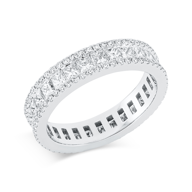 Image 90001624 - Ring 18 kt WG, 29 Princ. 1,70 ct, TW-si, 112 Brillanten 0,55 ct, TW-si, B:4,5 mm, ...