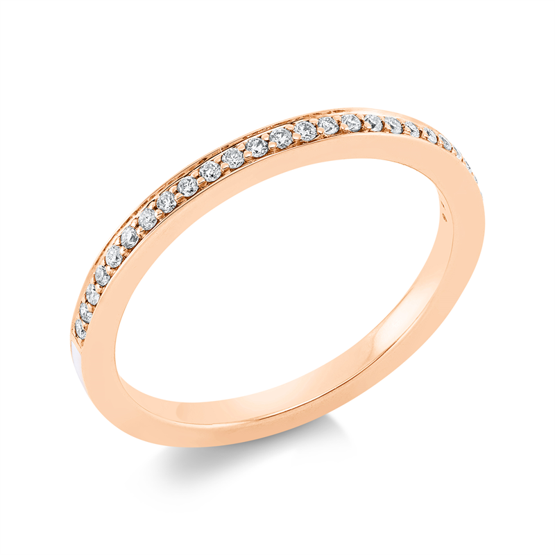 Image 90001625 - Ring 18 kt RG, 26 Brillanten 0,13 ct, TW-si, 1 Emaille weiß, B:1,7 mm, ...