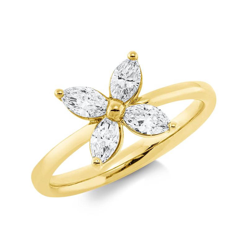 Image 90001635 - Ring 18 kt GG, 4 Navette 0,64 ct, TW-si, H:8,9 mm, Weite:54 =*=*= Unterkategorie: ...