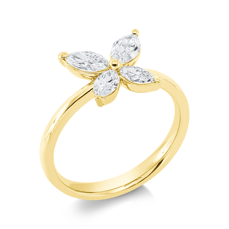 Image 90001637 - Ring 18 kt GG, 2 Navette 0,50 ct, TW-si, 2 Navette 0,32 ct, TW-si, ...