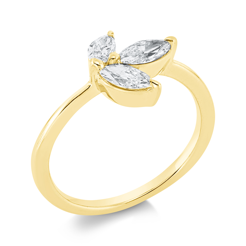 Image 90001638 - Ring 18 kt GG, 1 Navette 0,25 ct, TW-si, 1 Navette 0,20 ct, TW-si, 1 Navette 0,16 ct, ...
