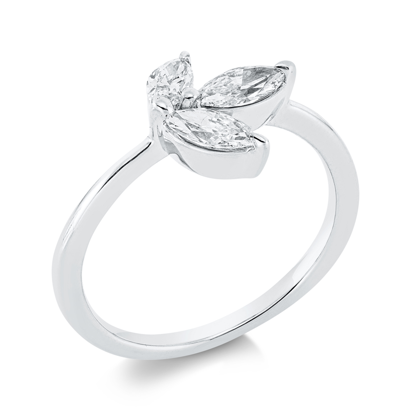 Image 90001639 - Ring 18 kt WG, 1 Navette 0,20 ct, TW-si, 1 Navette 0,25 ct, TW-si, 1 Navette 0,10 ct, ...