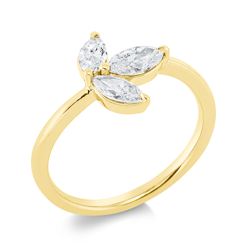 Image 90001640 - Ring 18 kt GG, 1 Navette 0,25 ct, TW-si, 1 Navette 0,33 ct, TW-si, 1 Navette 0,20 ct, ...