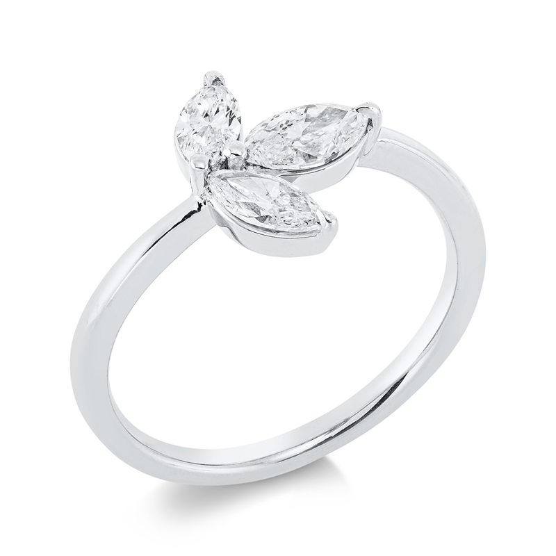 Image 90001641 - Ring 18 kt WG, 1 Navette 0,25 ct, TW-si, 1 Navette 0,33 ct, TW-si, 1 Navette 0,20 ct, ...
