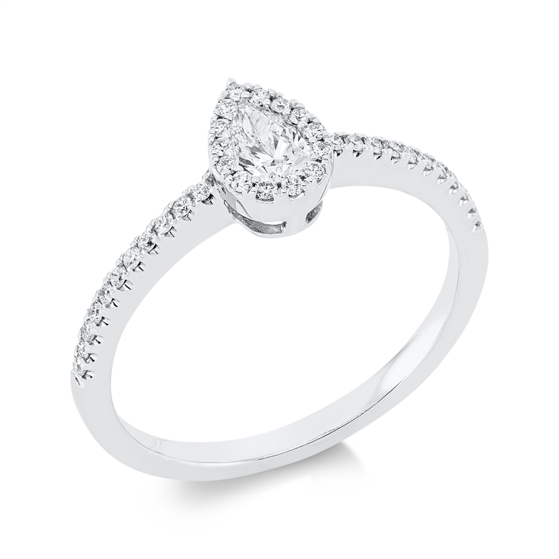 Image 90001653 - Ring 18 kt WG, 1 Tropfen 0,23 ct, TW-vsi, 36 Brillanten 0,16 ct, TW-si, ...