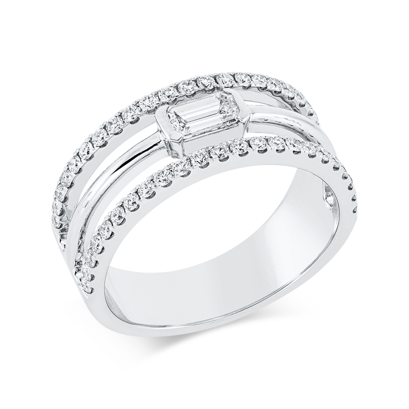 Image 90001659 - Ring 18 kt WG, 1 Sm.schliff 0,28 ct, TW-vsi, 46 Brillanten 0,40 ct, TW-vsi, ...