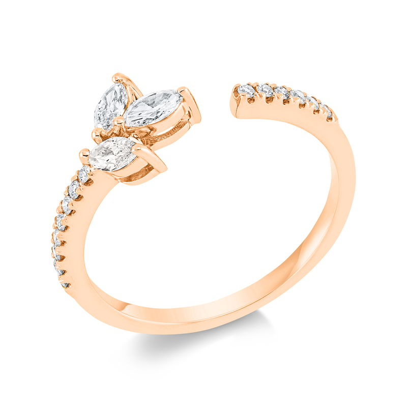 Image 90001665 - Ring 18 kt RG, 3 Navette 0,24 ct, TW-vsi, 14 Brillanten 0,10 ct, TW-si, ...