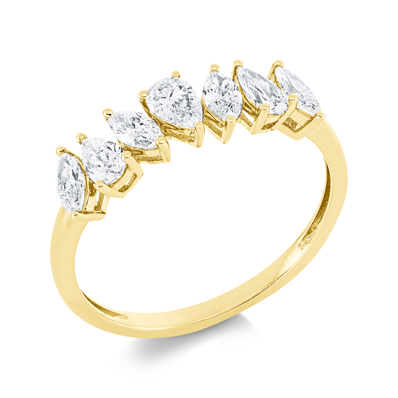 Image 90001667 - Ring 18 kt GG, 4 Navette 0,37 ct, TW-vsi, 3 Tropfen 0,34 ct, TW-vsi, ...