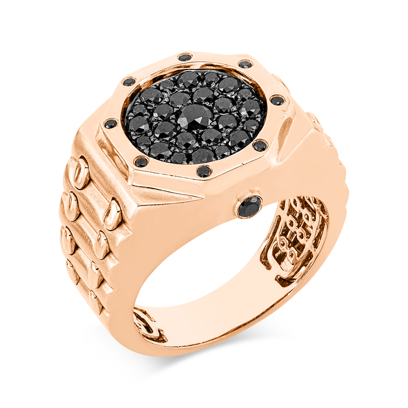 Image 90001672 - Ring 18 kt RG, Fassung teils schwarz rhodinie, 8 Brillanten 0,10 ct, schwarz, 17 ...