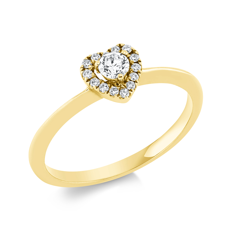 Image 90001677 - Ring 18 kt GG, 15 Brillanten 0,18 ct, TW-si, Weite:52 =*=*= Unterkategorie: Herz, ...