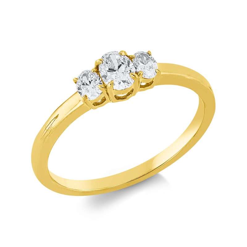 Image 90001684 - Ring 18 kt GG, 1 Oval 0,23 ct, TW-si, 2 Oval 0,21 ct, TW-si, H:8,6 mm, B:4,8 mm, ...