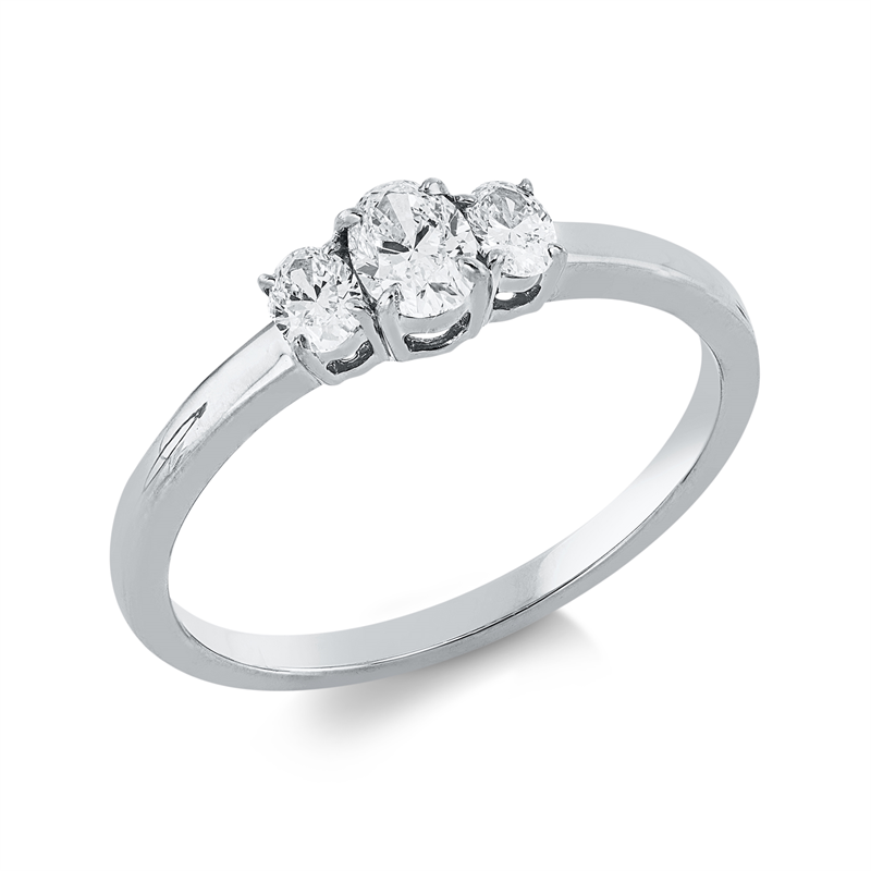 Image 90001685 - Ring 18 kt WG, 1 Oval 0,24 ct, TW-si, 2 Oval 0,21 ct, TW-si, H:8,6 mm, B:4,8 mm, ...