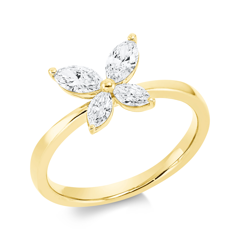 Image 90001689 - Ring 18 kt GG, 2 Navette 0,40 ct, TW-si, 2 Navette 0,20 ct, TW-si, H:9,9 mm, B:8,7 mm, ...