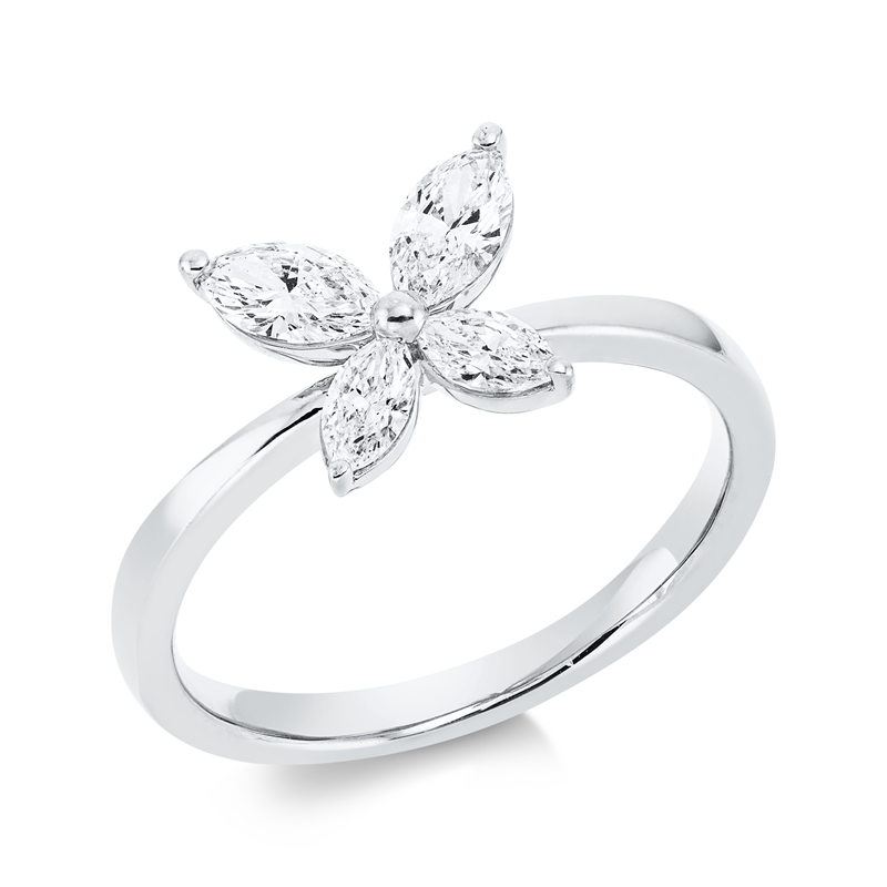 Image 90001690 - Ring 18 kt WG, 2 Navette 0,40 ct, TW-si, 2 Navette 0,20 ct, TW-si, ...