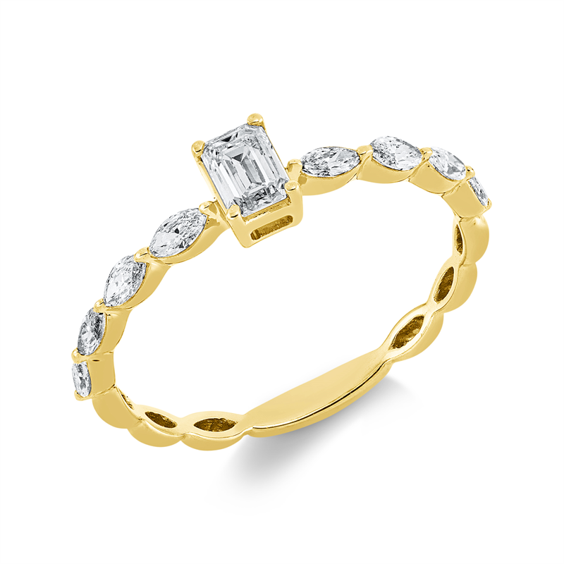 Image 90001691 - Ring 18 kt GG, 1 Sm.schliff 0,26 ct, TW-si, 8 Navette 0,28 ct, TW-si, ...
