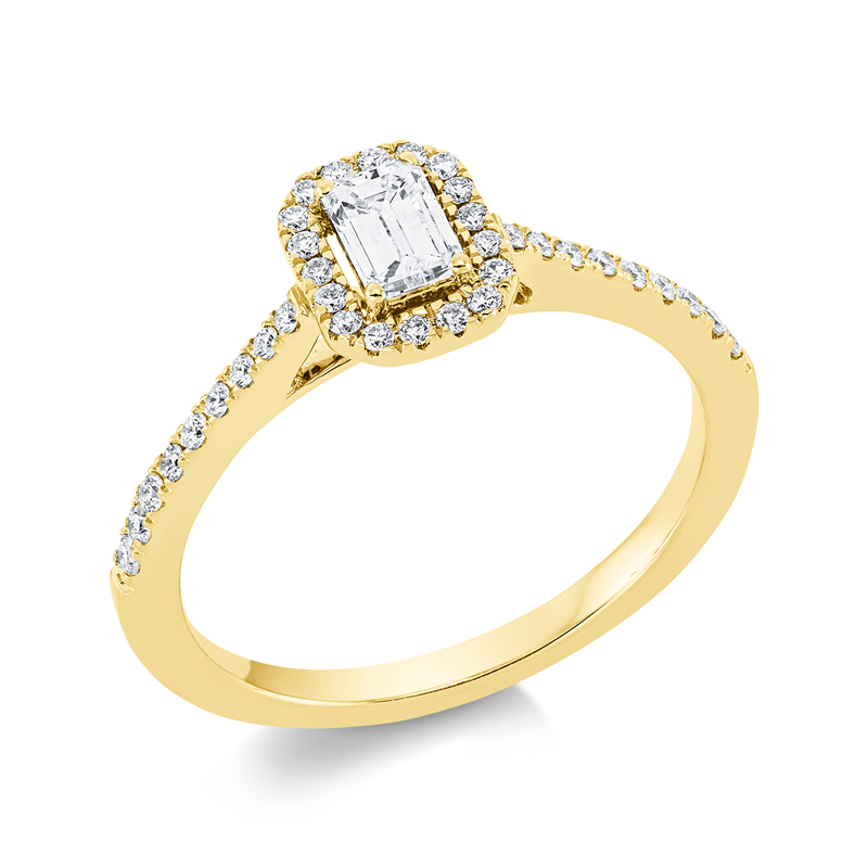 Image 90001692 - Ring 4er-Krappe 18 kt GG, 1 Sm.schliff 0,40 ct, TW-si, 36 Brillanten 0,22 ct, TW-si, ...