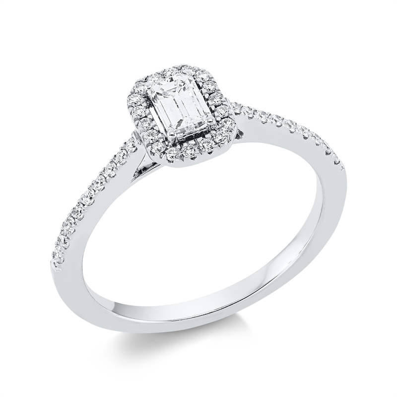 Image 90001693 - Ring 18 kt WG, 1 Sm.schliff 0,40 ct, TW-si, 36 Brillanten 0,22 ct, TW-si, ...