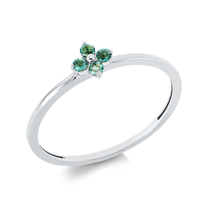 Image 90001698 - Ring 18 kt WG, 4 Smaragde 0,11 ct grün, Weite:54 =*=*= Unterkategorie: Farbstein ...