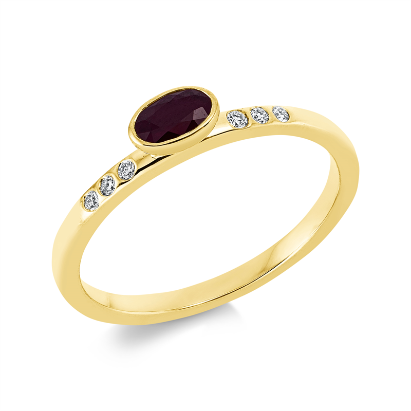 Image 90001707 - Ring 18 kt GG, 6 Brillanten 0,06 ct, TW-si, 1 Rubin 0,31 ct rot, H:5,7 mm, B:3,9 mm, ...