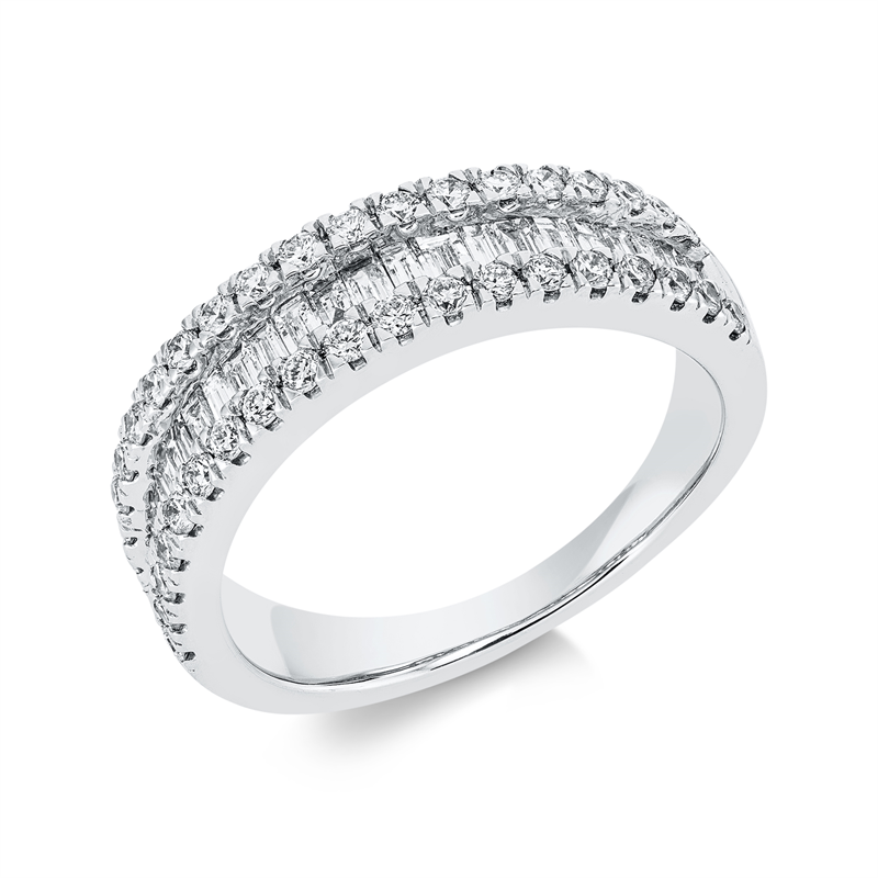 Image 90001733 - Ring 18 kt WG, 24 Baguette 0,53 ct, TW-si, 38 Brillanten 0,47 ct, TW-si, ...