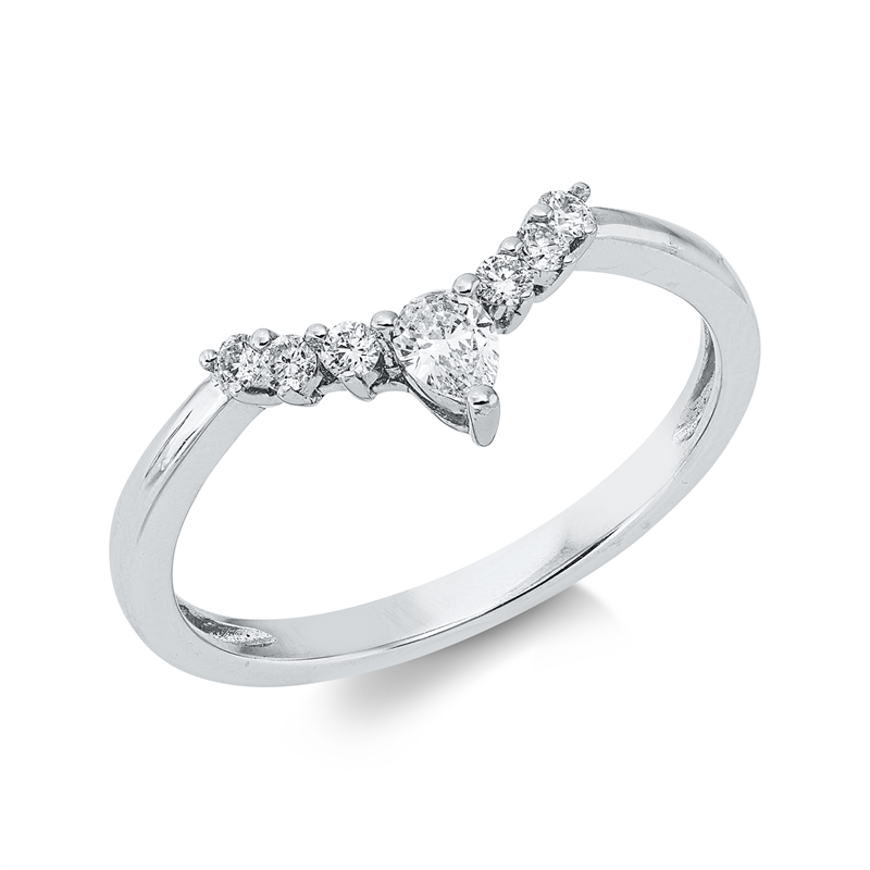Image 90001770 - Ring 18 kt WG, 1 Tropfen 0,11 ct, TW-si, 6 Brillanten 0,11 ct, TW-si, ...