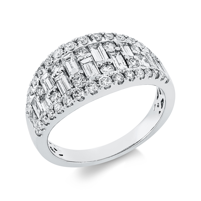 Image 90001773 - Ring 18 kt WG, 13 Baguette 0,89 ct, TW-si, 41 Brillanten 0,66 ct, TW-si, ...