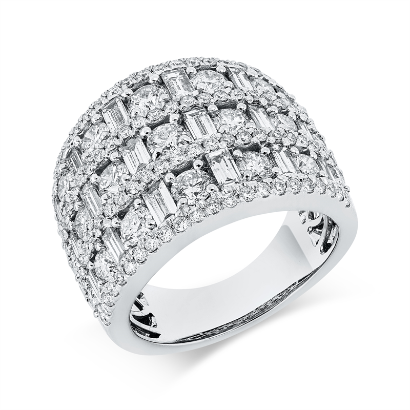 Image 90001777 - Ring 18 kt WG, 18 Baguette 1,24 ct, TW-si, 111 Brillanten 2,39 ct, TW-si, ...