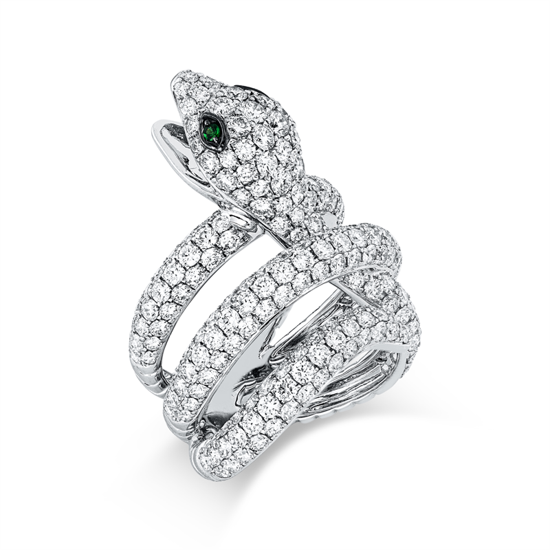 Image 90001780 - Ring 18 kt WG Schlange, Fassung schwarz rhodiniert, 236 Brillanten 4,71 ct, TW-vsi, 2 ...