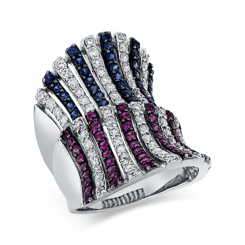 Image 90001781 - Ring 18 kt WG, Fassung teils schwarz rhodinie, 82 Brillanten 1,68 ct, TW-vsi/si, 39 ...