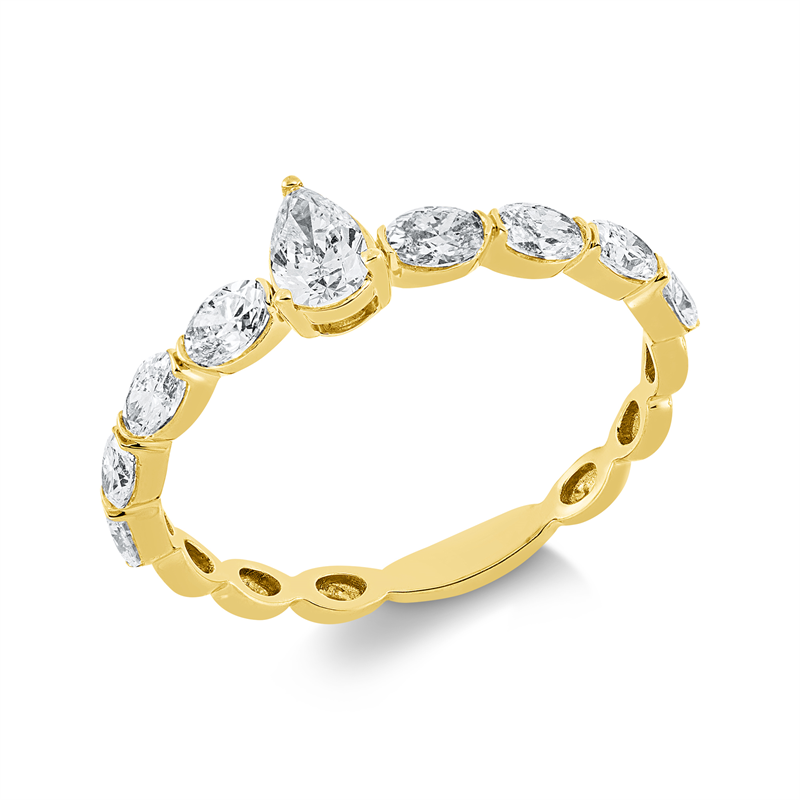 Image 90001849 - Ring 18 kt GG, 1 Tropfen 0,19 ct, TW-si, 8 Oval 0,64 ct, TW-si, ...