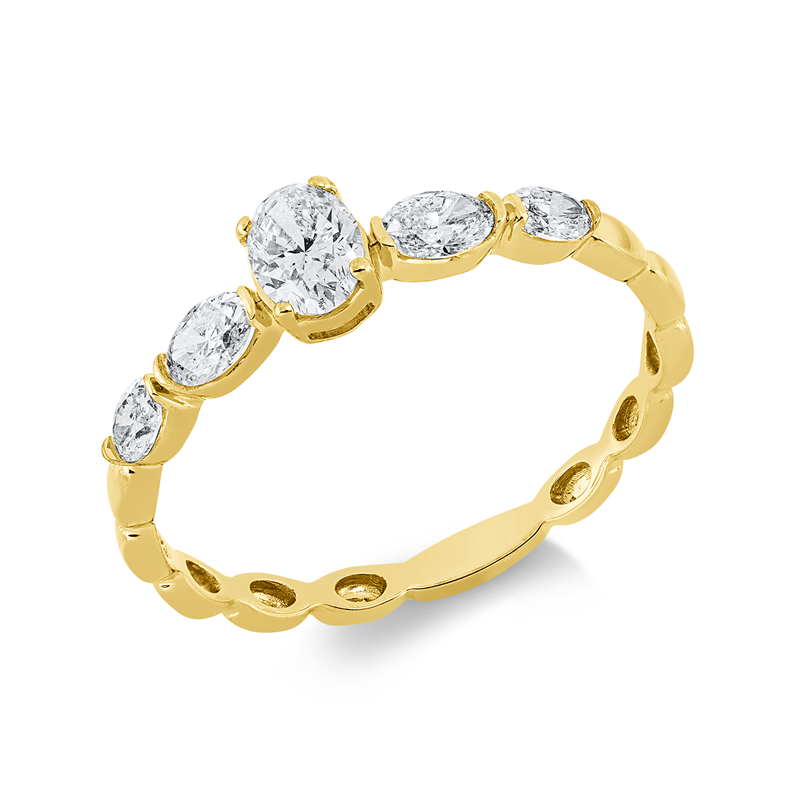 Image 90001851 - Ring 18 kt GG, 1 Oval 0,25 ct, TW-si, 4 Oval 0,32 ct, TW-si, ...