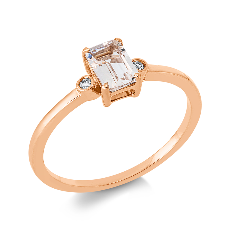 Image 90001857 - Ring 18 kt RG, 2 Brillanten 0,02 ct, TW-si, 1 Morganit 0,51 ct, H:6,6 mm, B:8,4 mm, ...