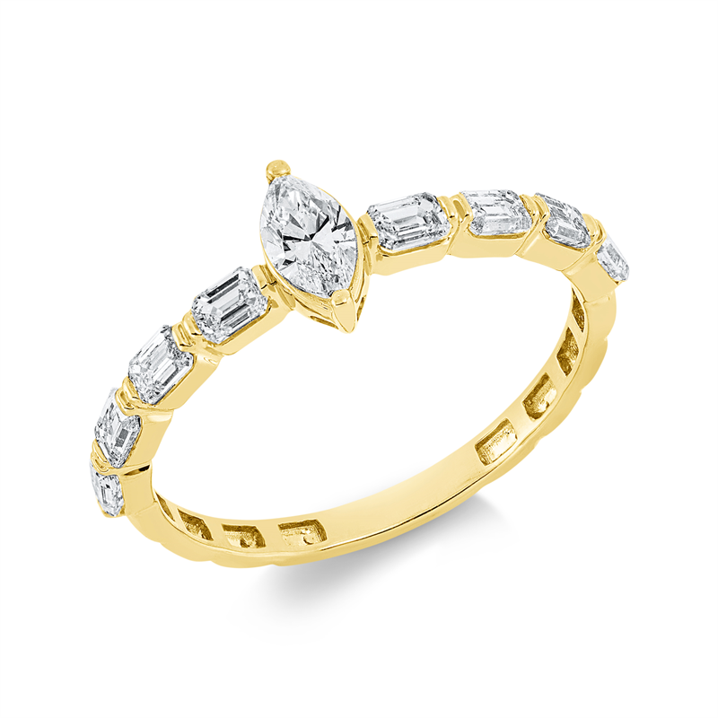 Image 90001864 - Ring 18 kt GG, 1 Navette 0,24 ct, TW-si, 8 Sm.schliff 0,60 ct, TW-si, ...