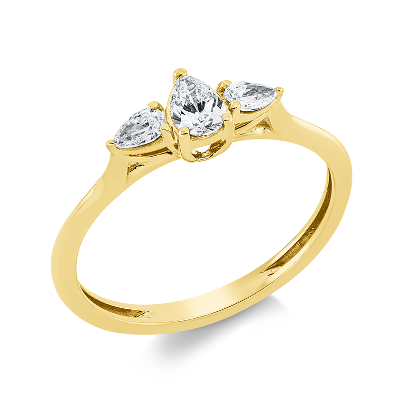 Image 90001868 - Ring 18 kt GG, 1 Tropfen 0,19 ct, TW-si, 2 Tropfen 0,14 ct, TW-si, ...