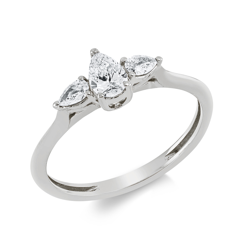Image 90001869 - Ring 18 kt WG, 1 Tropfen 0,24 ct, TW-si, 2 Tropfen 0,14 ct, TW-si, ...