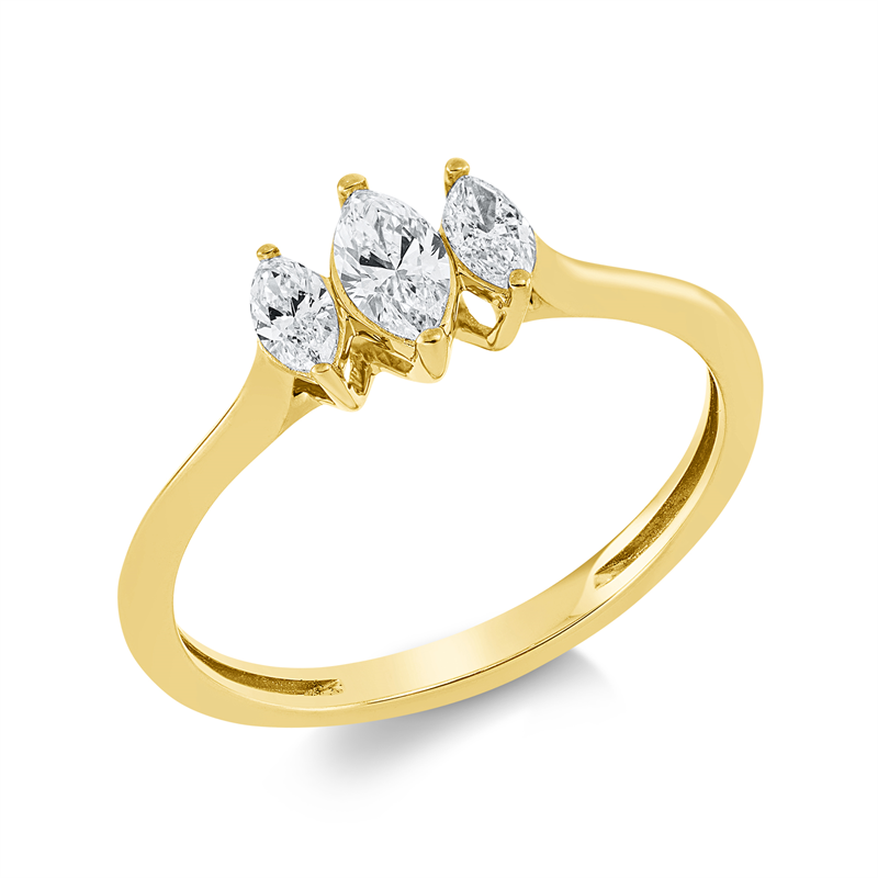 Image 90001871 - Ring 18 kt GG, 1 Navette 0,19 ct, TW-si, 2 Navette 0,13 ct, TW-si, H:8,2 mm, B:6,5 mm, ...